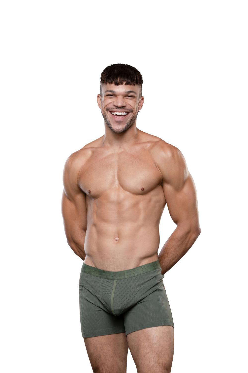 Andrew Christian Vibe Breeze Mesh Gym Boxer Olive