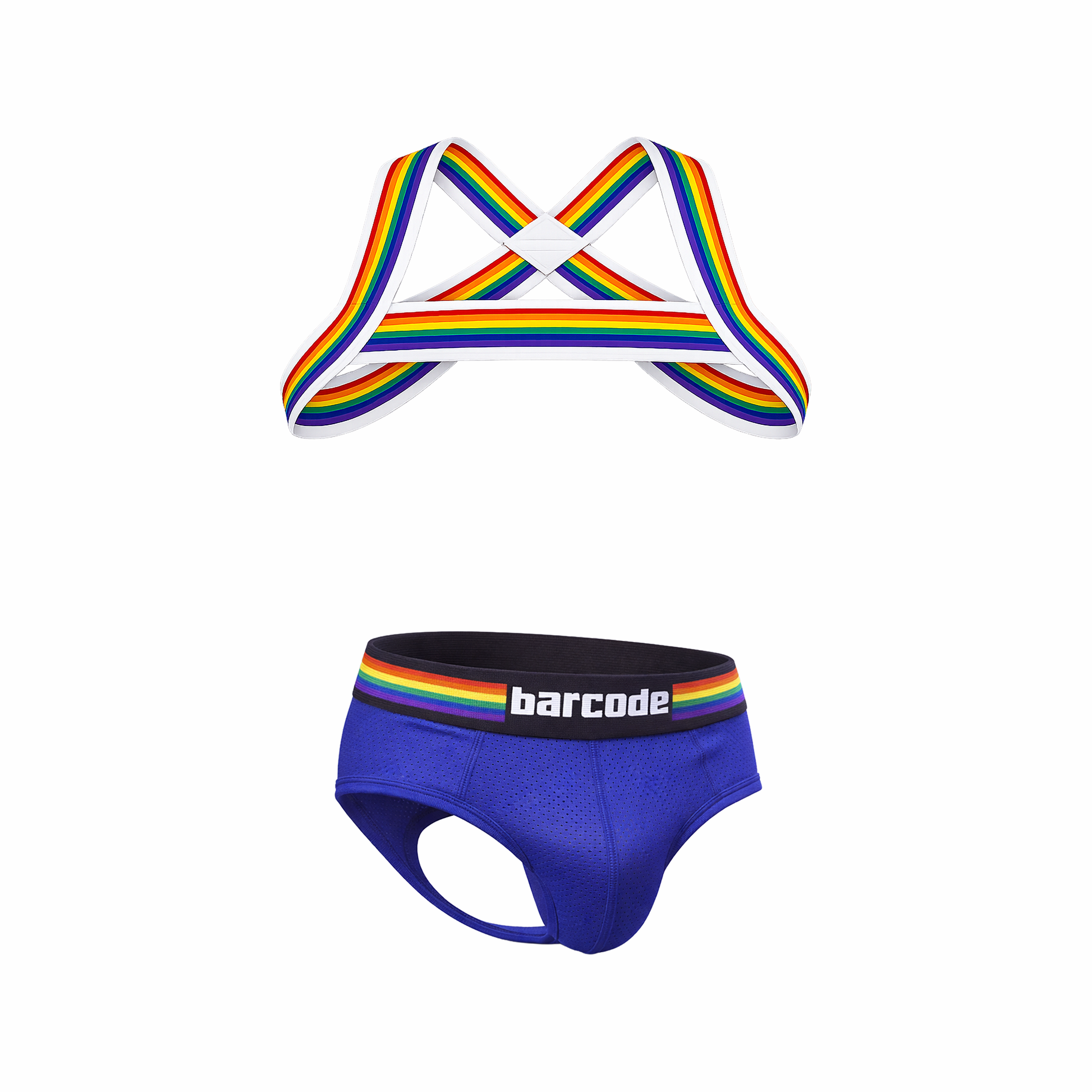 Barcode Berlin Multipack Backless Brief Pride Royal + Pride Harness White
